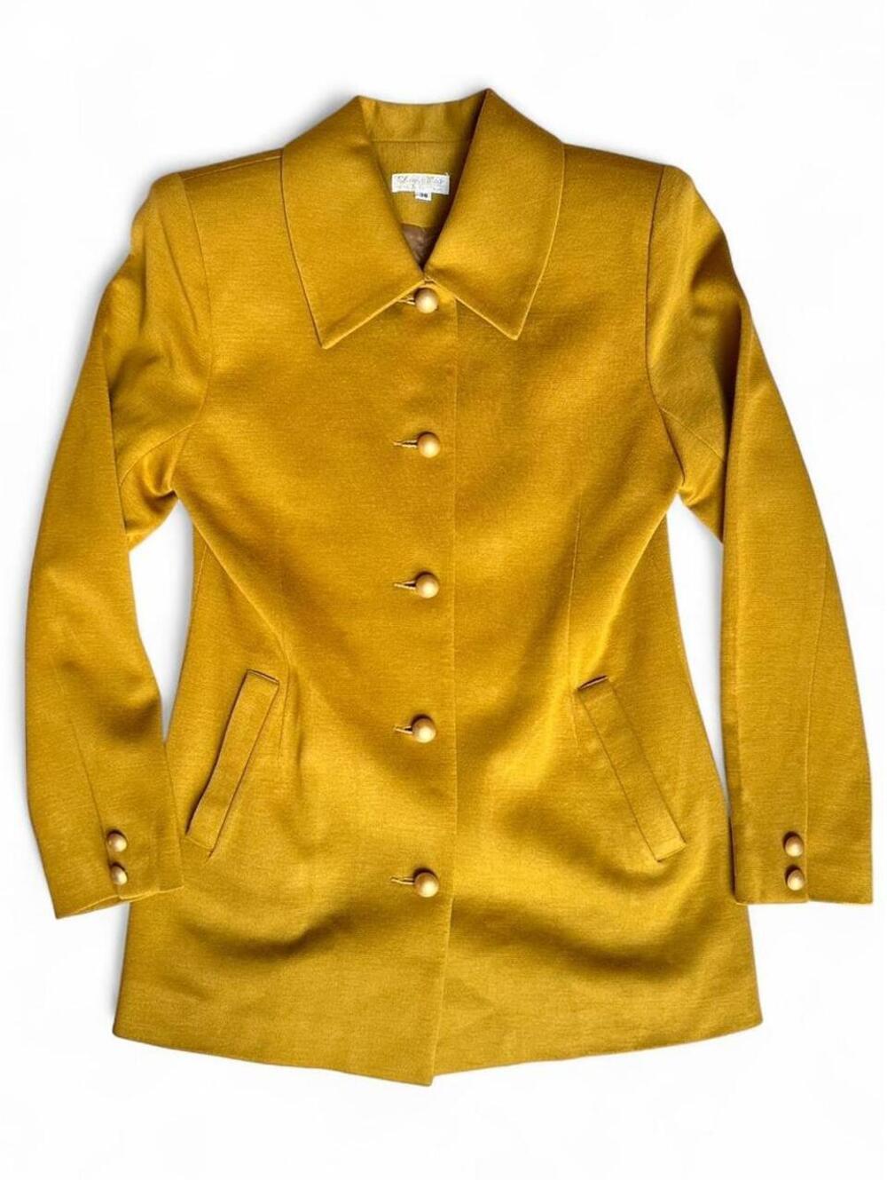 90s Classico Mode European Blazer Women 38 Mustard Longline Retro